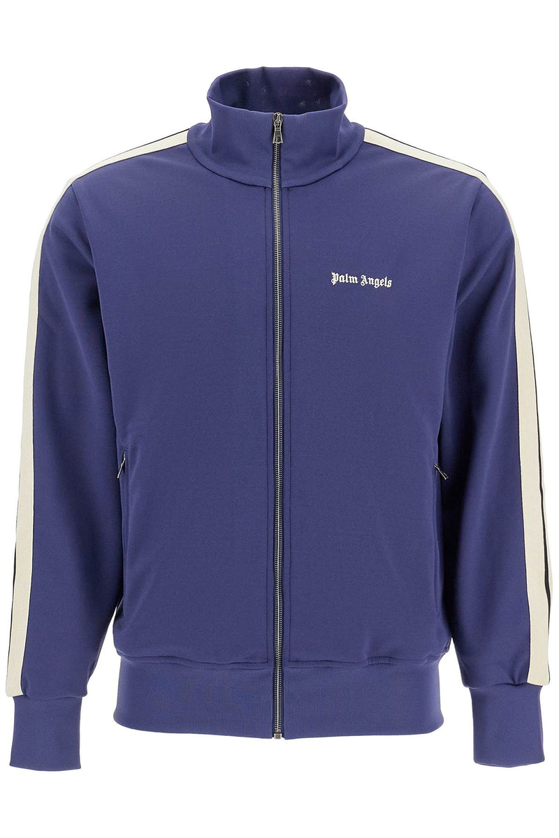 Palm Angels Contrast Band Track Jacket With Nine Words Blue