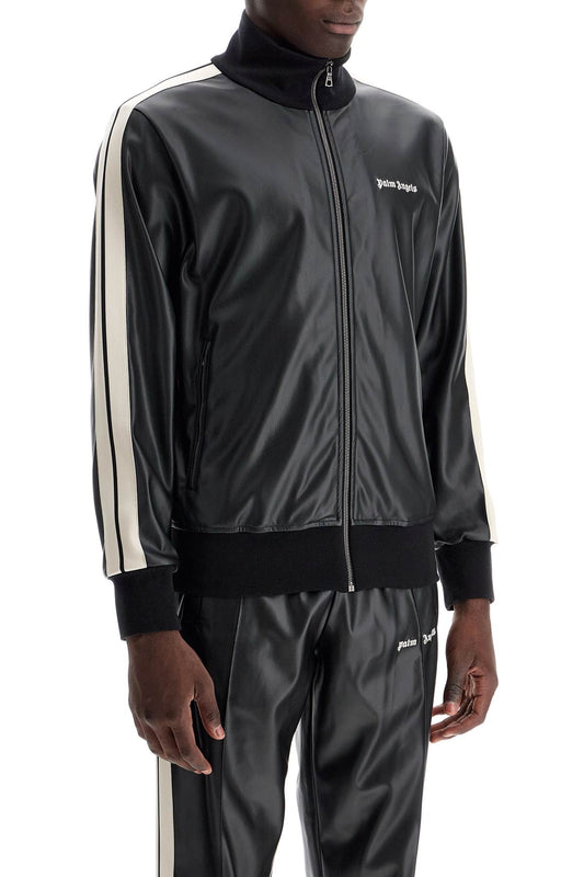 Palm Angels Faux Leather Track Jacket For Black