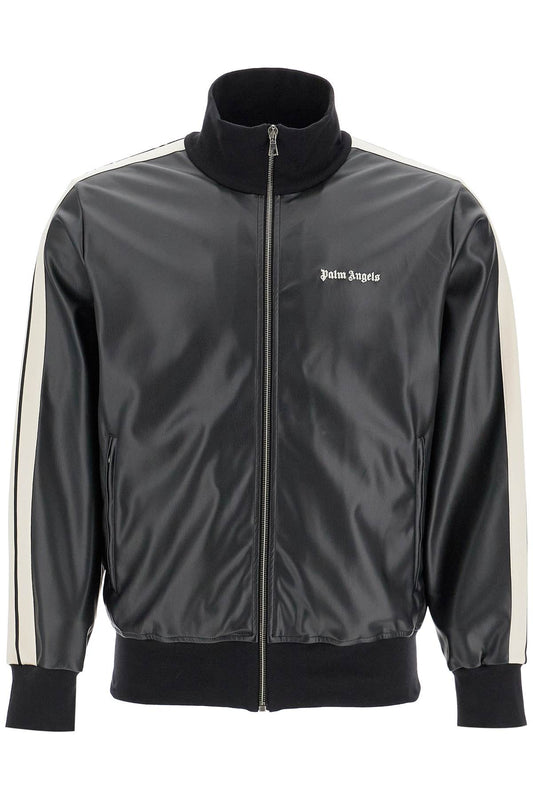 Palm Angels Faux Leather Track Jacket For Black