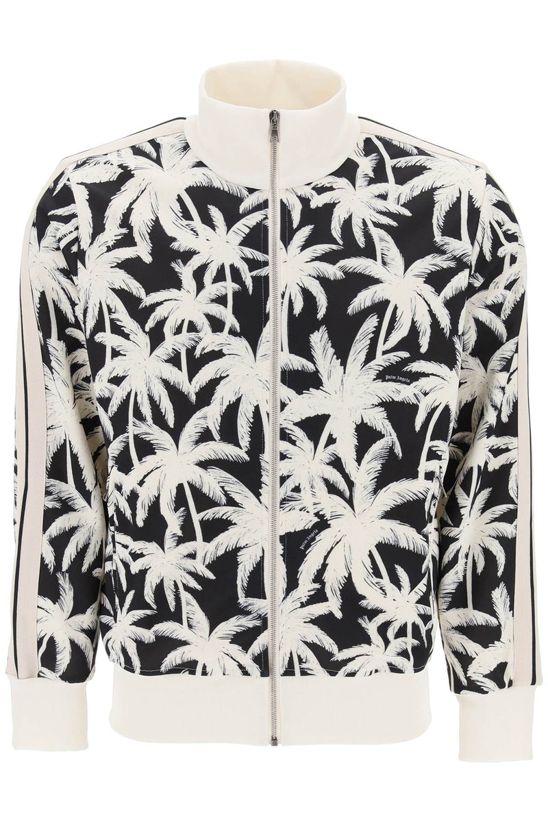 Palm Angels Zip-Up Sweatshirt With Palms Print White