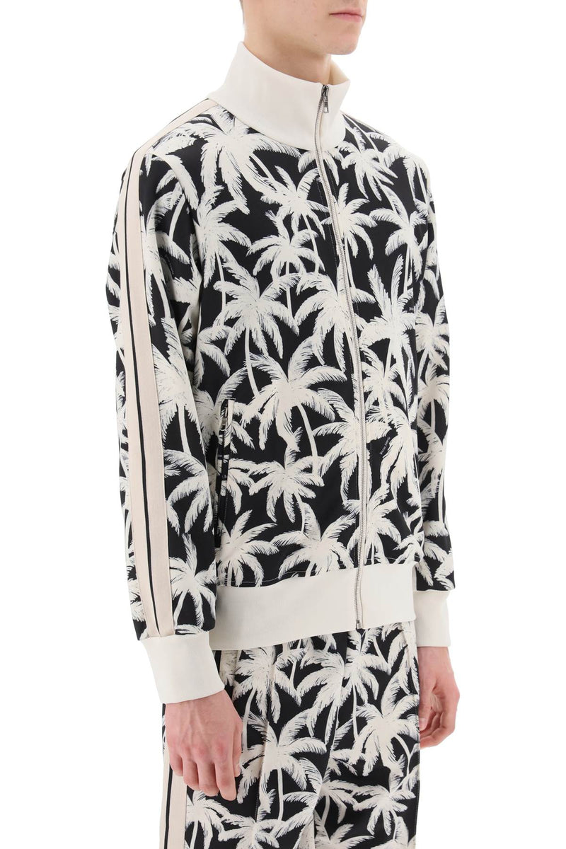 Palm Angels Zip-Up Sweatshirt With Palms Print White