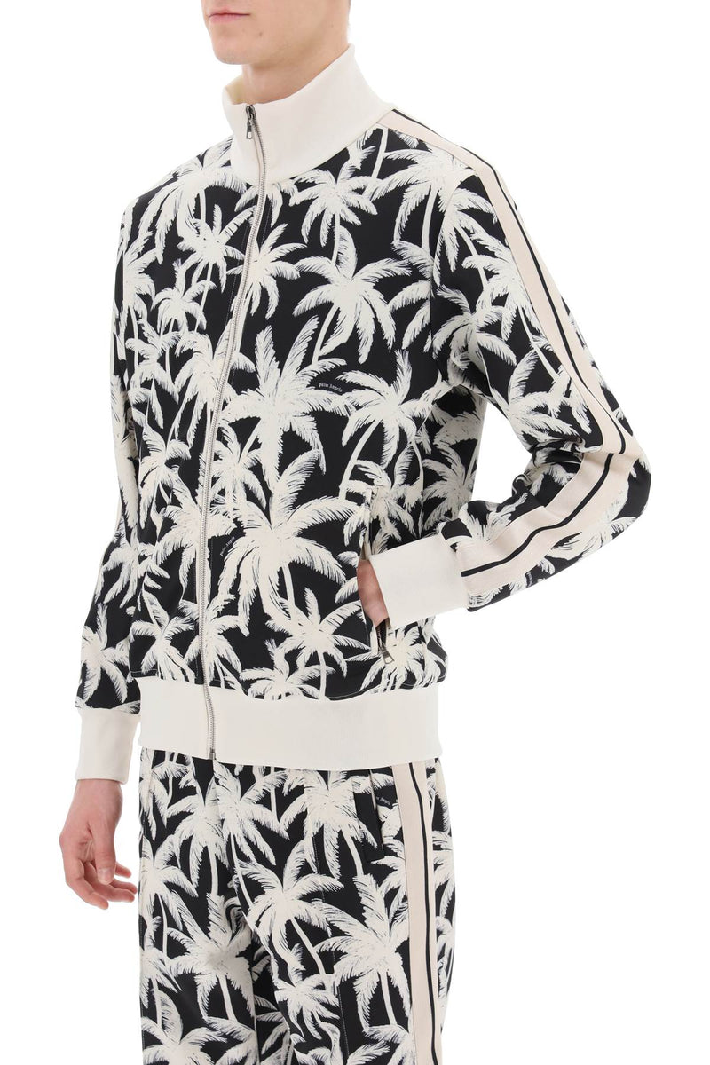 Palm Angels Zip-Up Sweatshirt With Palms Print White