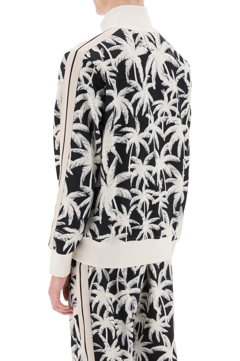 Palm Angels Zip-Up Sweatshirt With Palms Print White