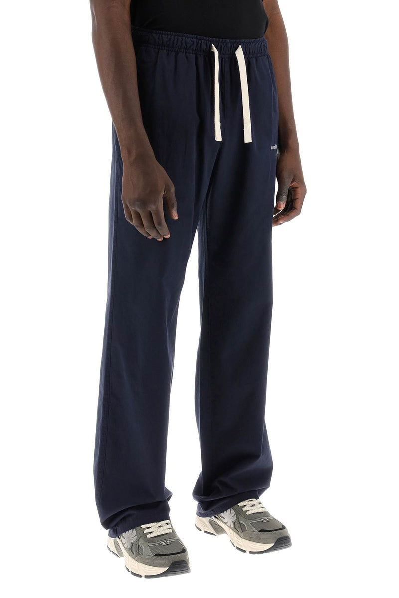 Palm Angels Cotton Gabardine Travel Joggers Blue