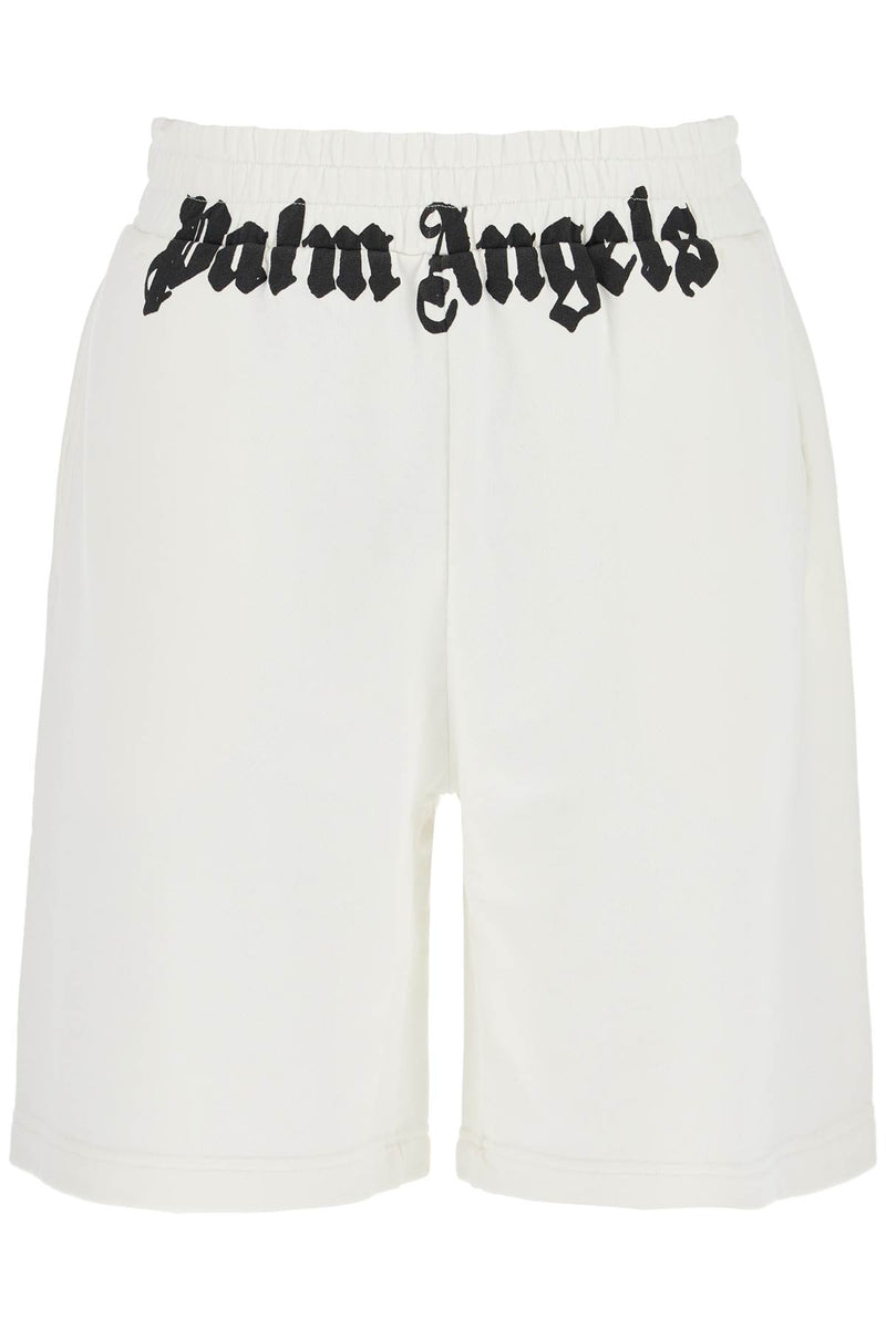 Palm Angels Sporty Bermuda Shorts With Logo Print White