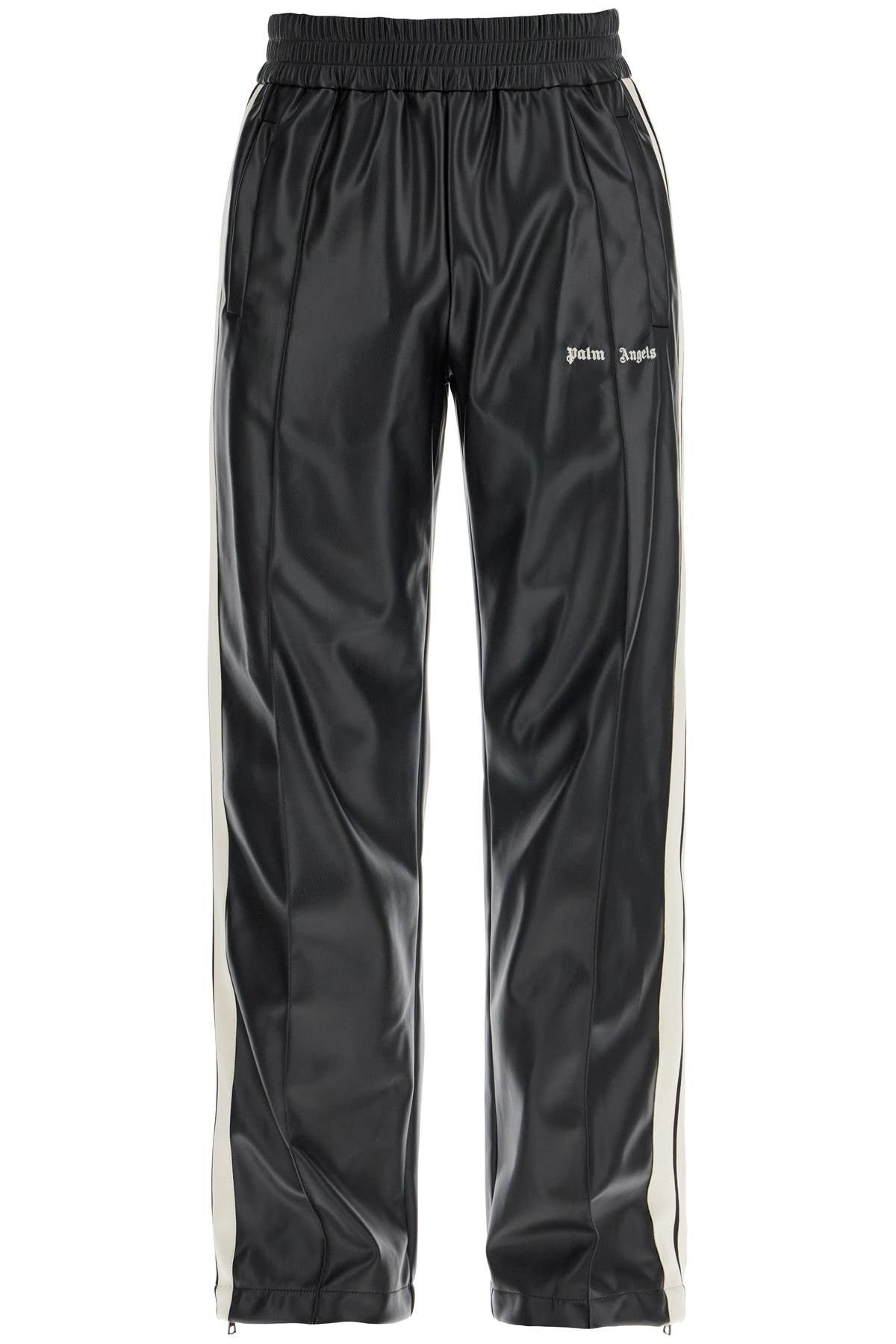 Palm Angels Faux Leather Joggers With Side Stripes