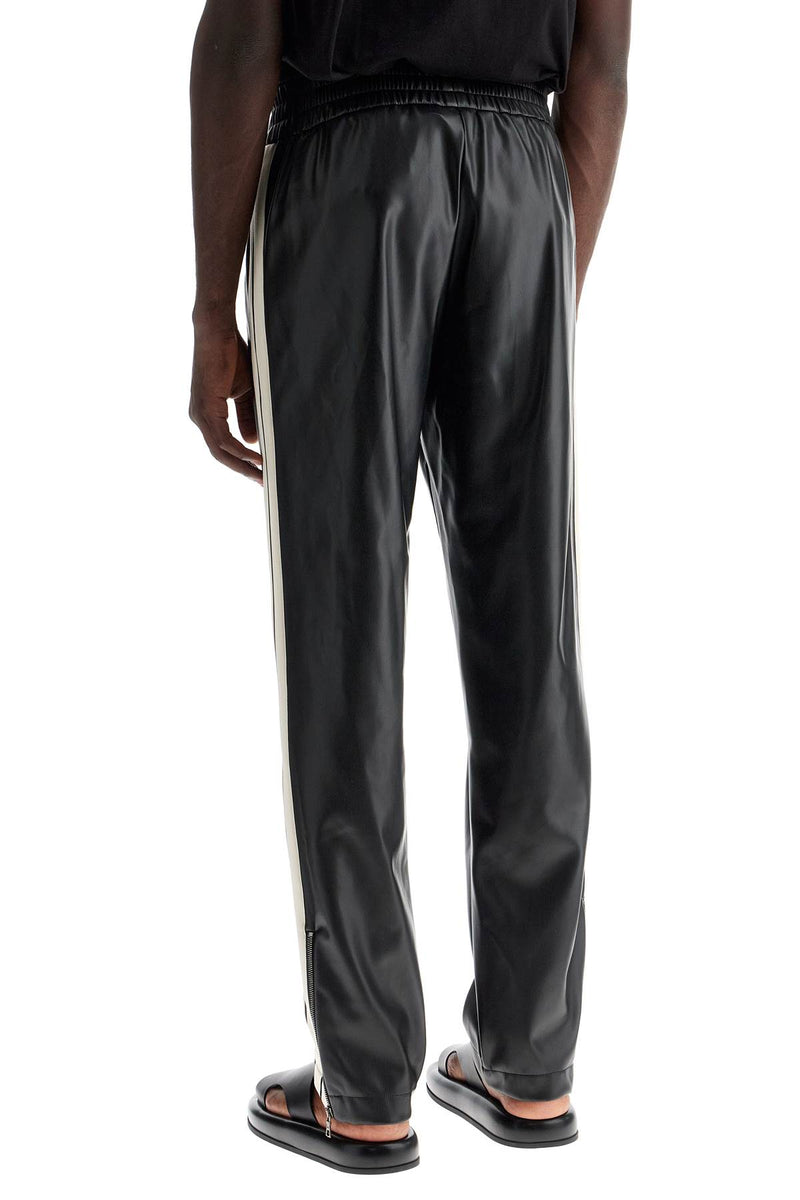 Palm Angels Faux Leather Joggers With Side Stripes Black