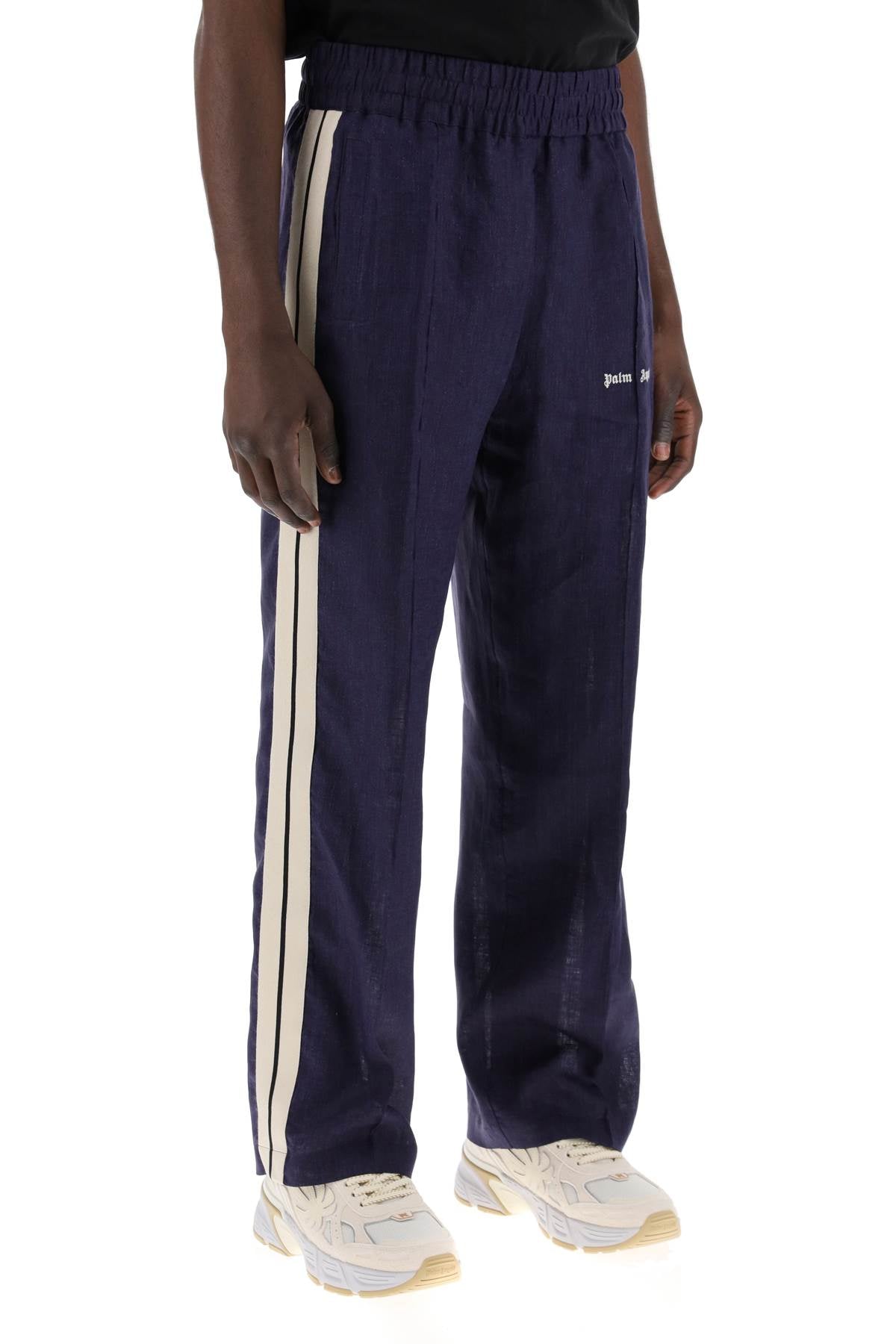 Palm Angels Linen Joggers With Side Stripes