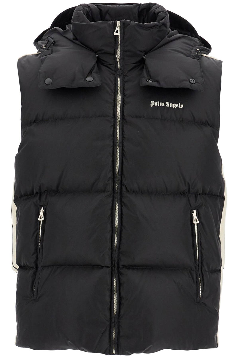 Palm Angels Sleeveless Down Jacket With Contrasting Black