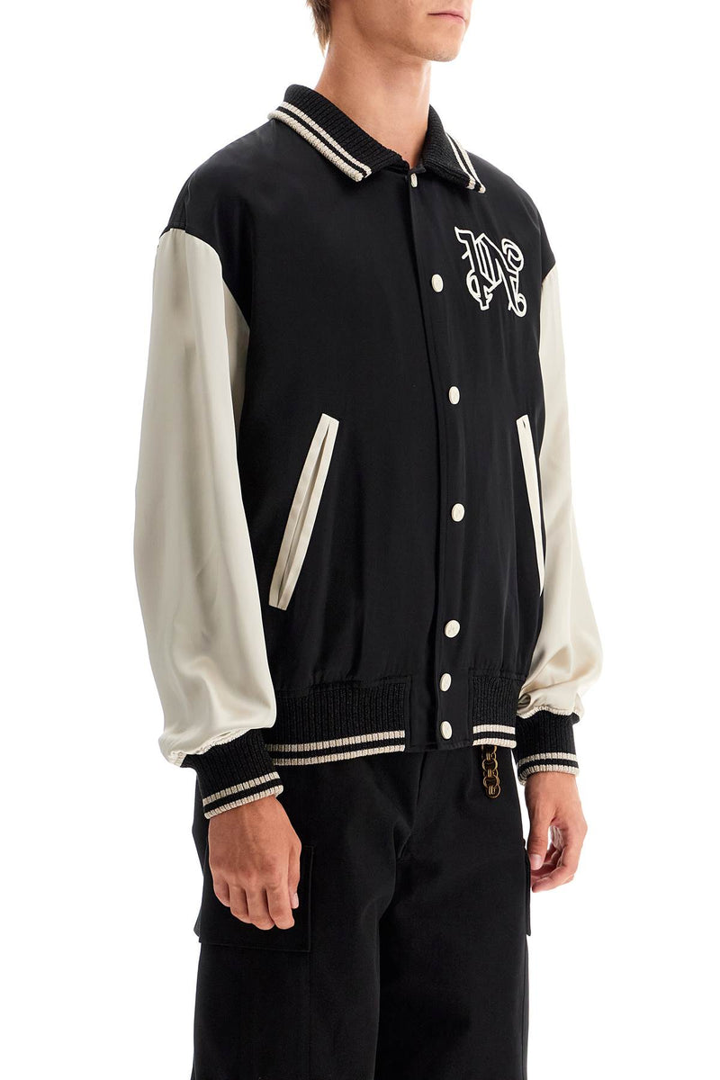 Palm Angels Satin Varsity Jacket For Black