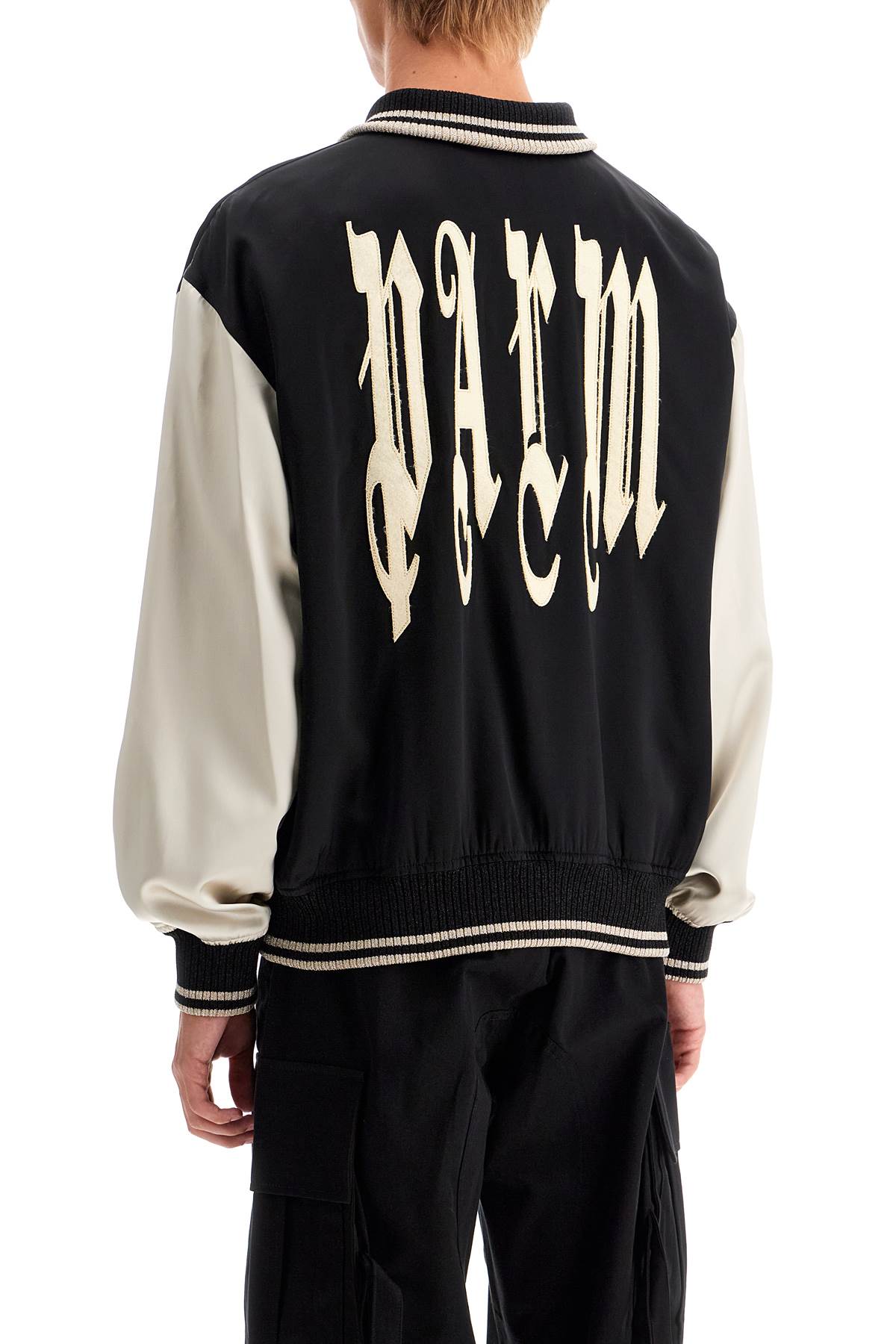 Palm Angels Satin Varsity Jacket For Black