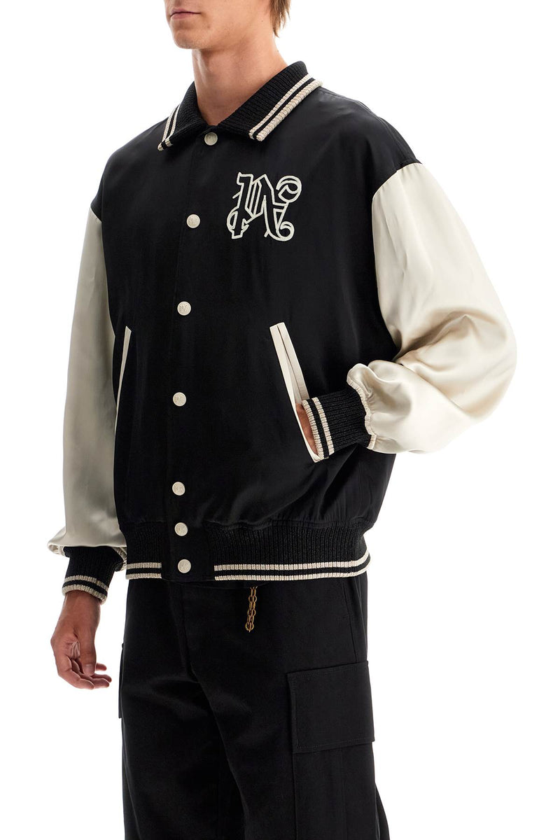 Palm Angels Satin Varsity Jacket For Black