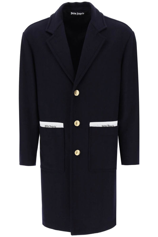 Palm Angels Sartorial Tape Wool Cashmere Coat Blue