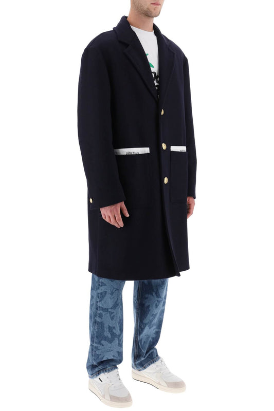 Palm Angels Sartorial Tape Wool Cashmere Coat Blue