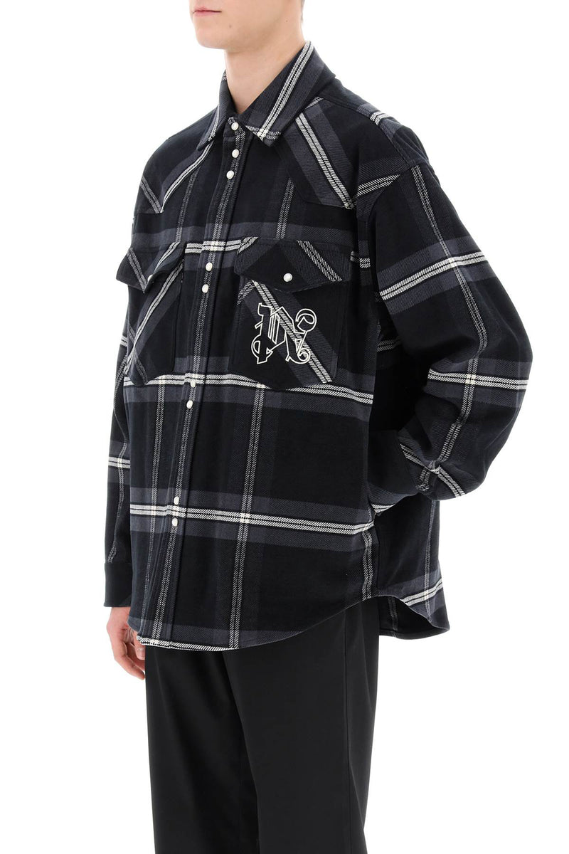 Palm Angels Check Flannel Overshirt Grey