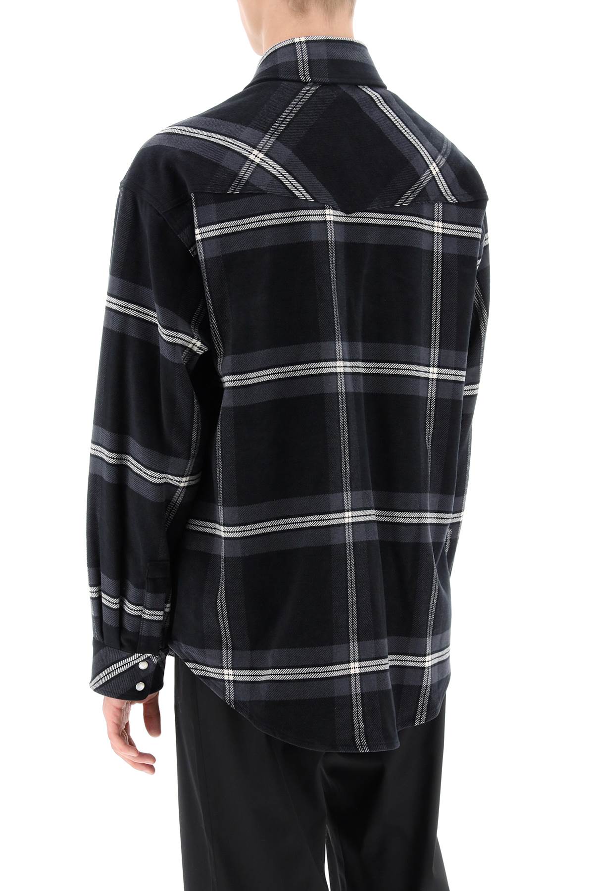 Palm Angels Check Flannel Overshirt Grey