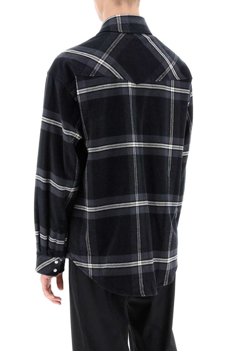 Palm Angels Check Flannel Overshirt Grey