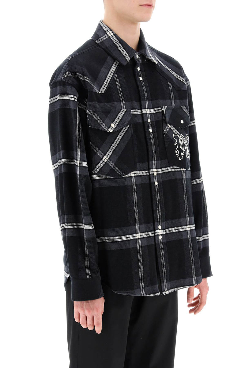 Palm Angels Check Flannel Overshirt Grey