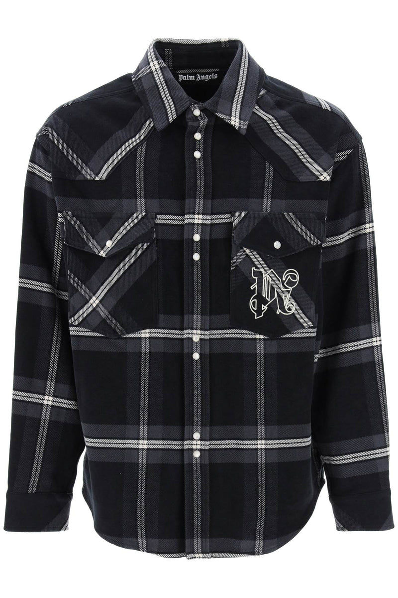 Palm Angels Check Flannel Overshirt Grey