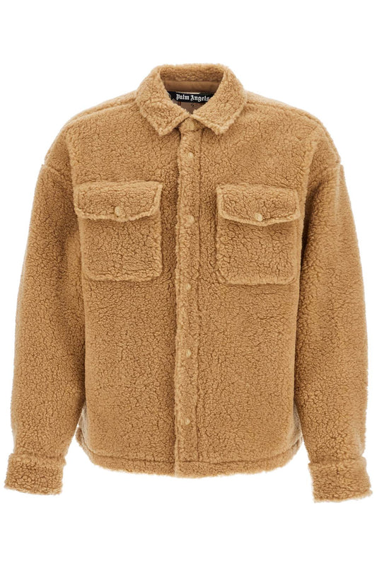 Palm Angels Teddy Bear Themed Overshirt Beige