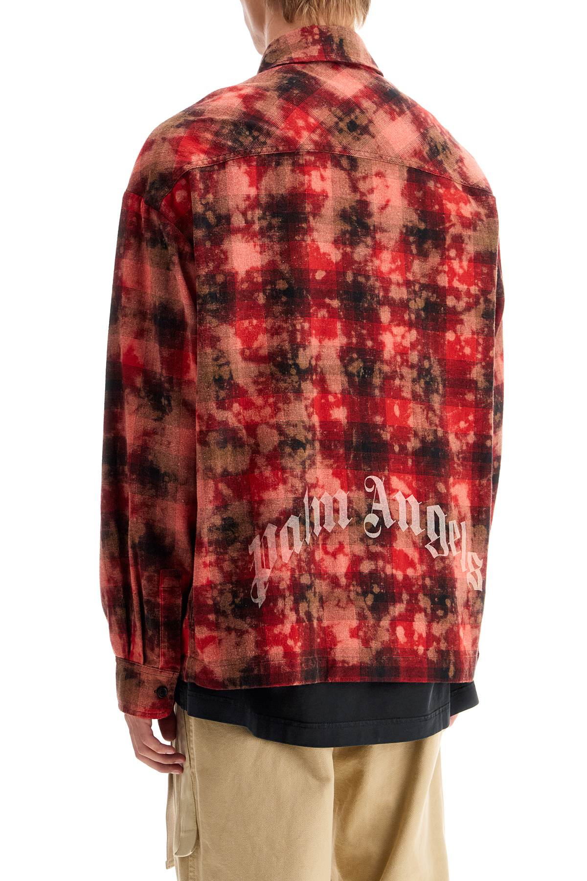 Palm Angels 'Flannel Shirt With Curved Logo Red