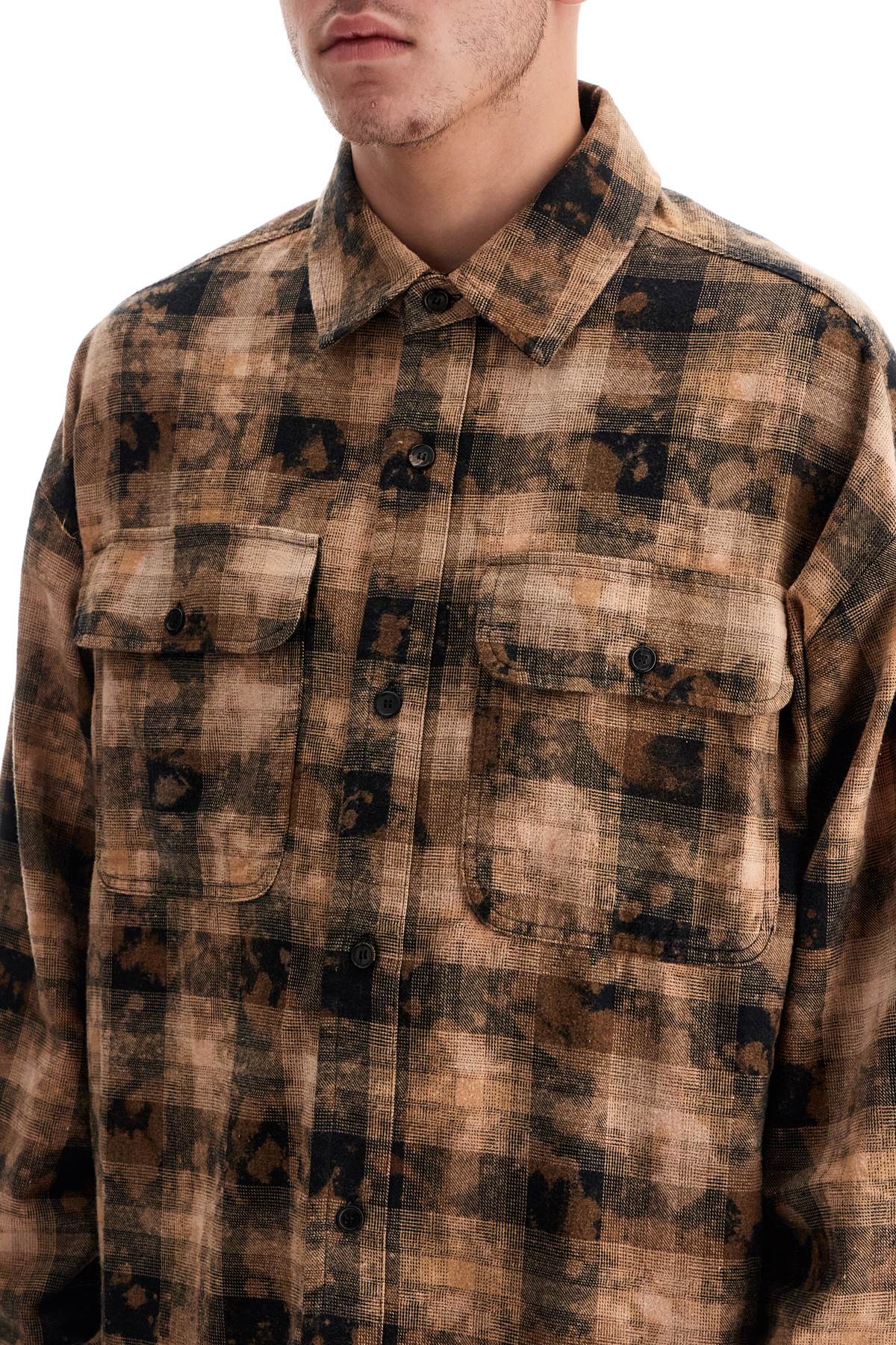 Palm Angels 'Flannel Shirt With Curved Logo