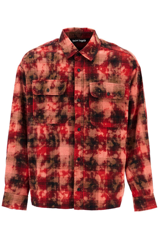 Palm Angels 'Flannel Shirt With Curved Logo Red