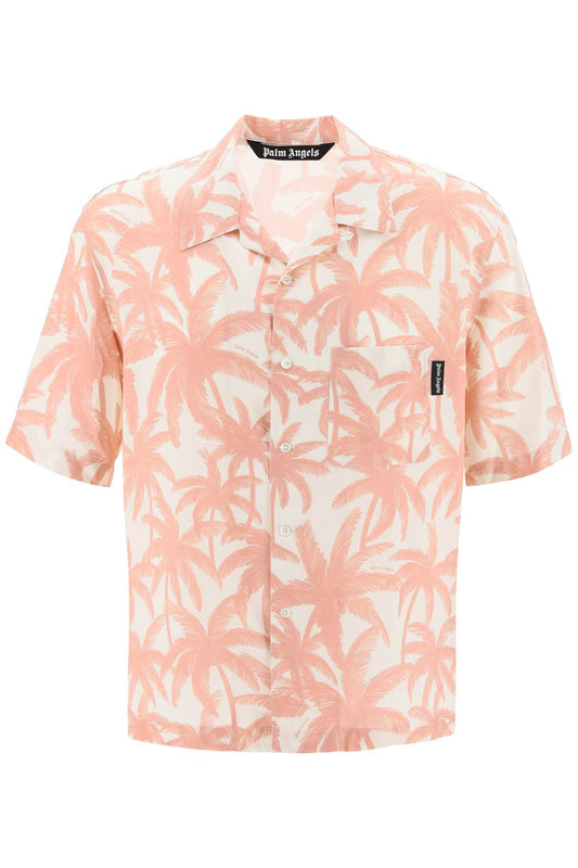 Palm Angels Bowling Shirt With Palms Motif Pink