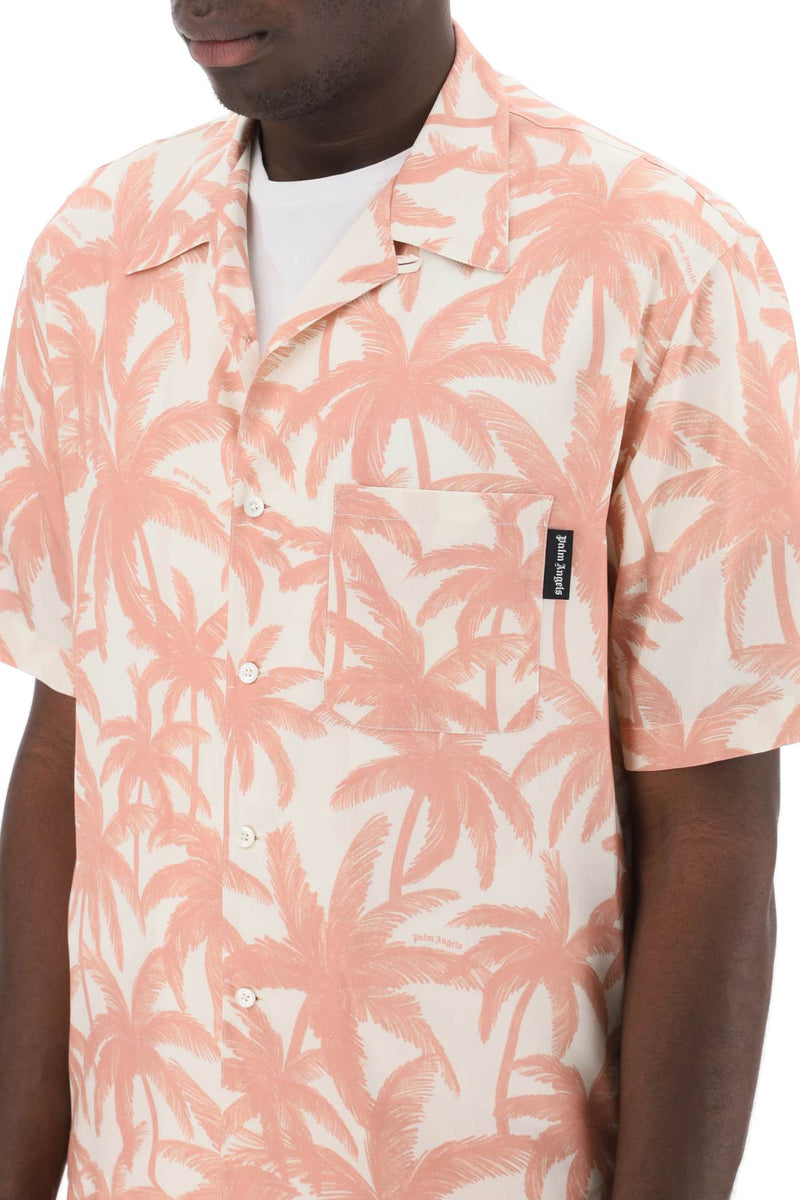 Palm Angels Bowling Shirt With Palms Motif Pink