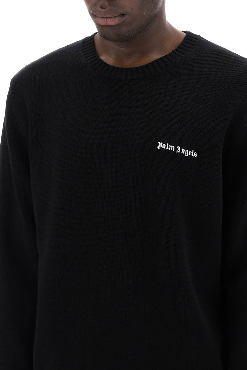 Palm Angels Embroidered Logo Pullover Black