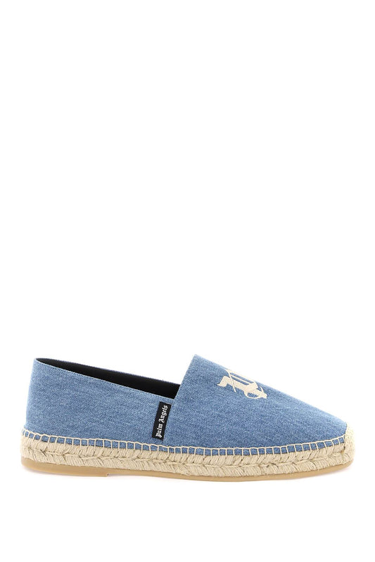 Palm Angels Denim Espadrilles With Embroidered Logo Blue