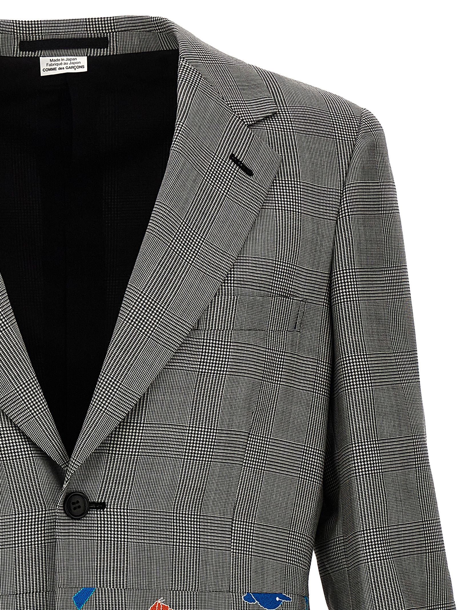 Comme Des Garçons Homme Plus Embroidery Check Single-Breasted Blazer