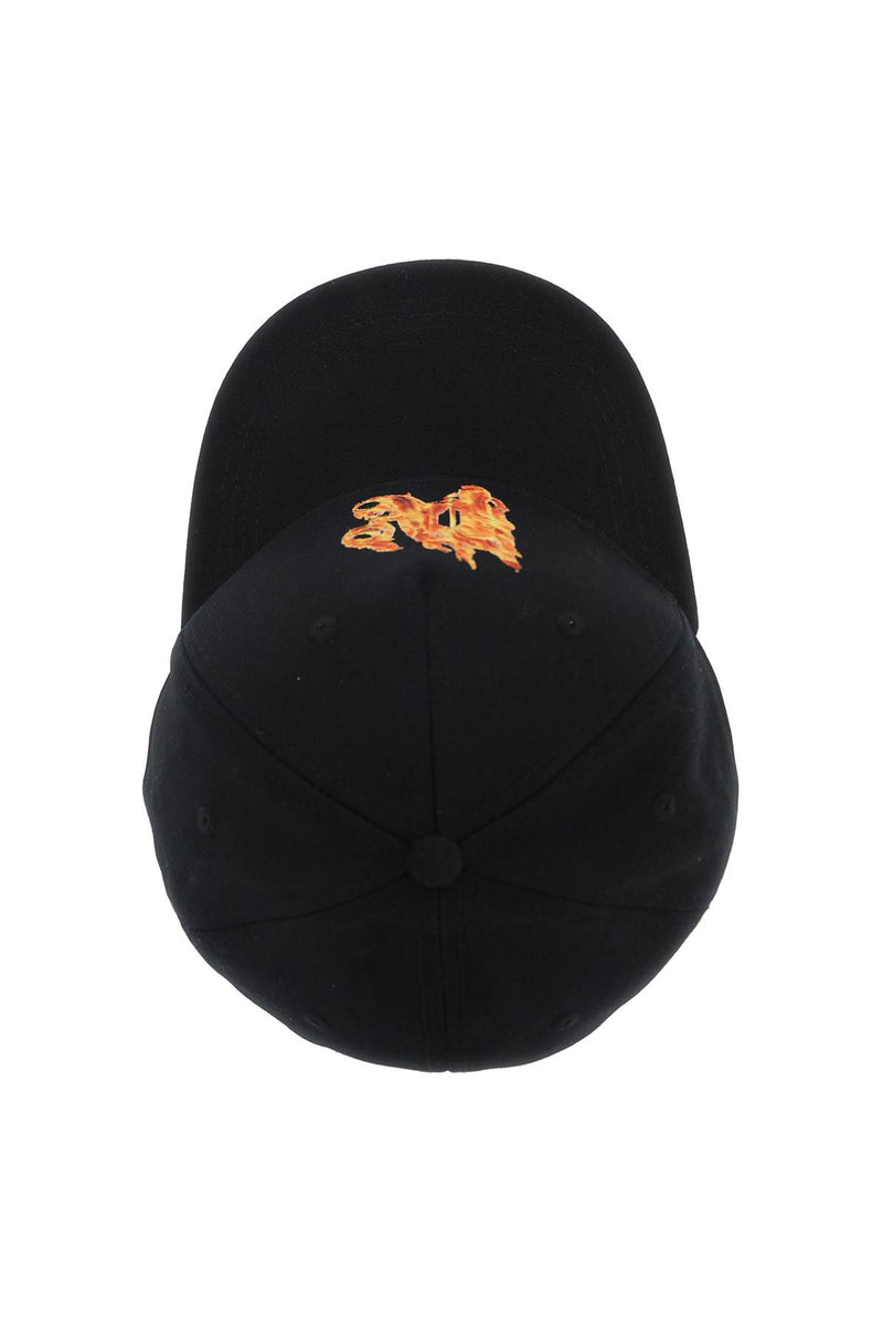 Palm Angels Burning Monogram Baseball Cap Black