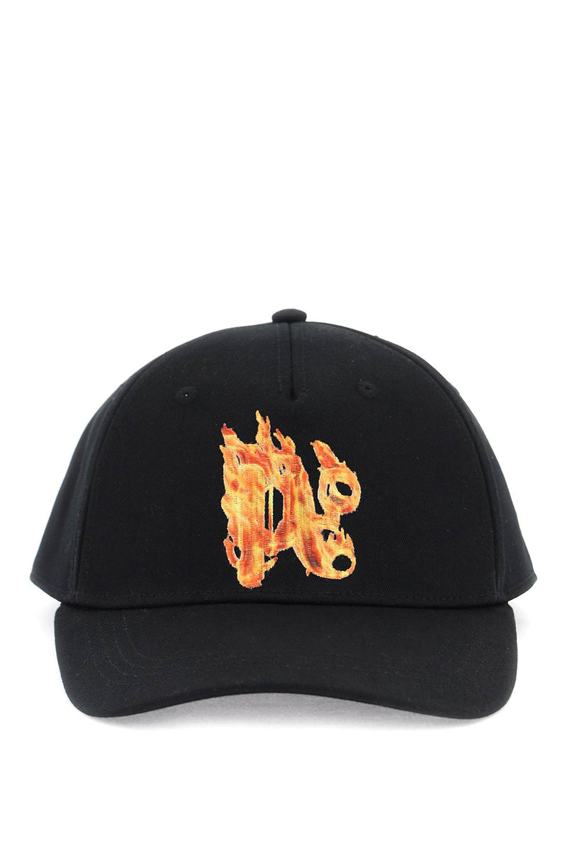 Palm Angels Burning Monogram Baseball Cap Black