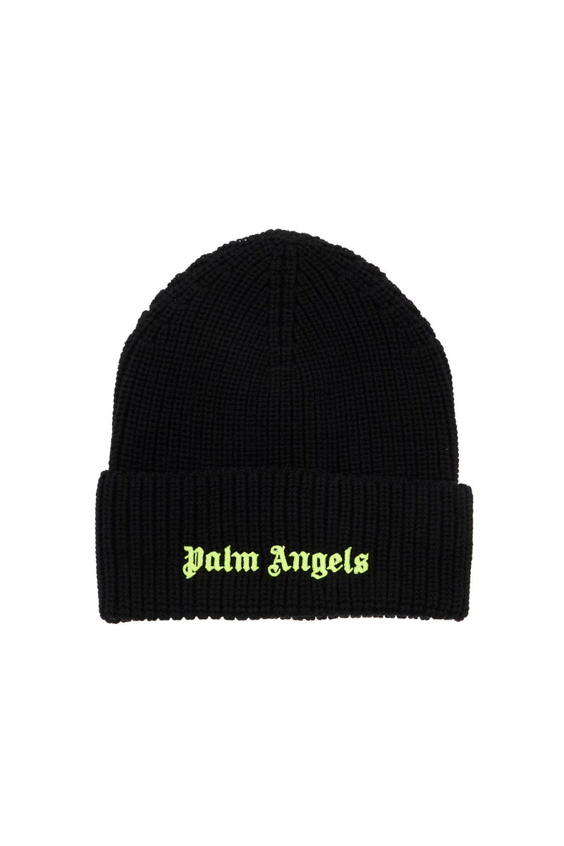 Palm Angels Fluorescent Logo Beanie Black