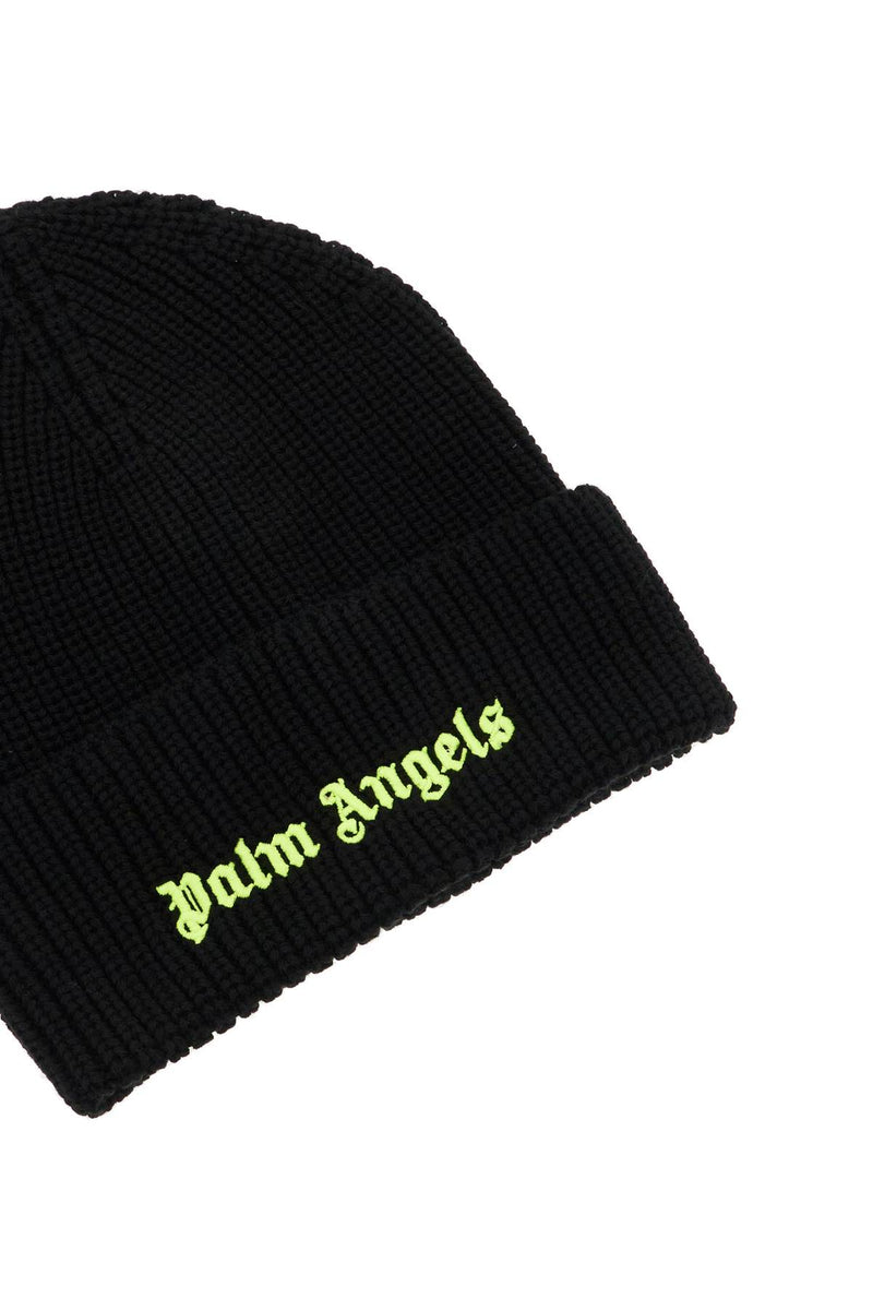 Palm Angels Fluorescent Logo Beanie Black