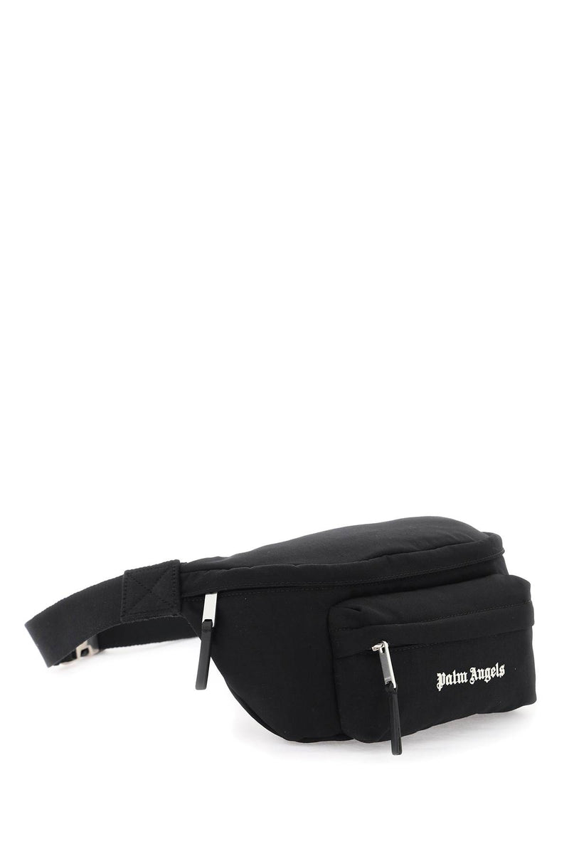 Palm Angels Canvas Waist Bag With Embroidered Logo Black