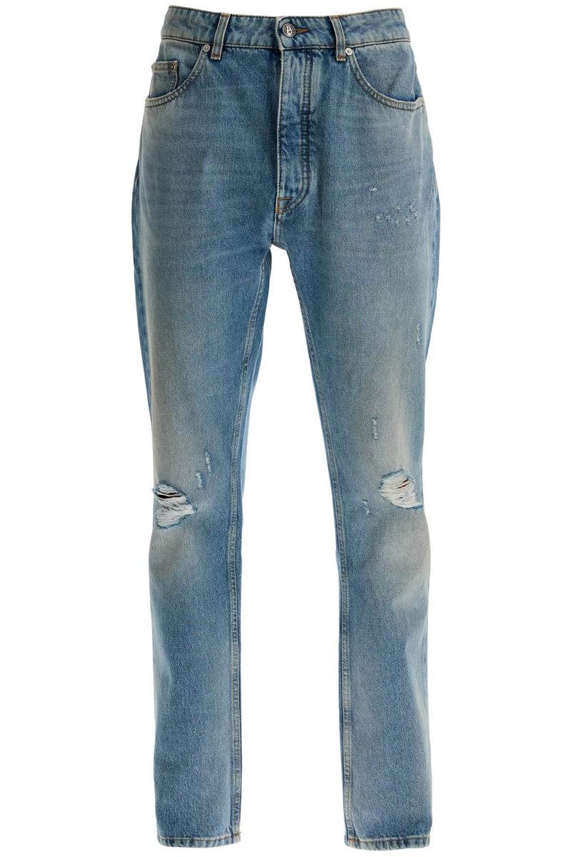 Palm Angels Straight Leg Monogram Print Jeans Blue