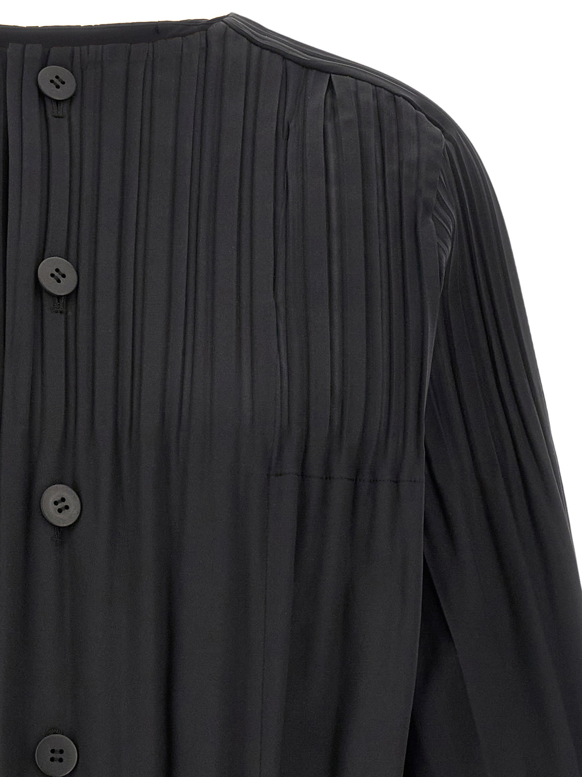 Pleats Please Issey Miyake Black 'Smooth Coat' Coat