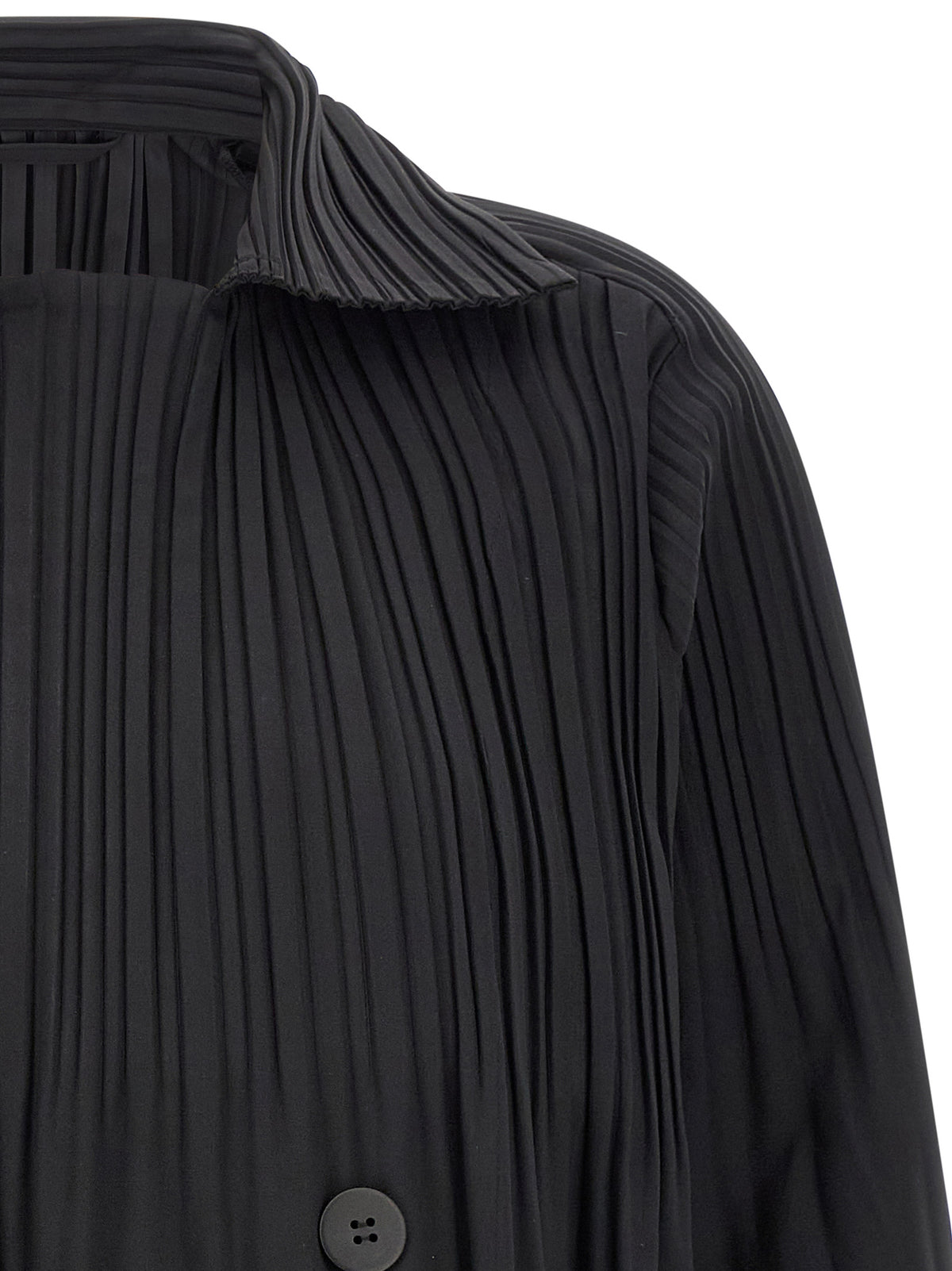 Pleats Please Issey Miyake A-Line Black 'Smooth Coat' Coat