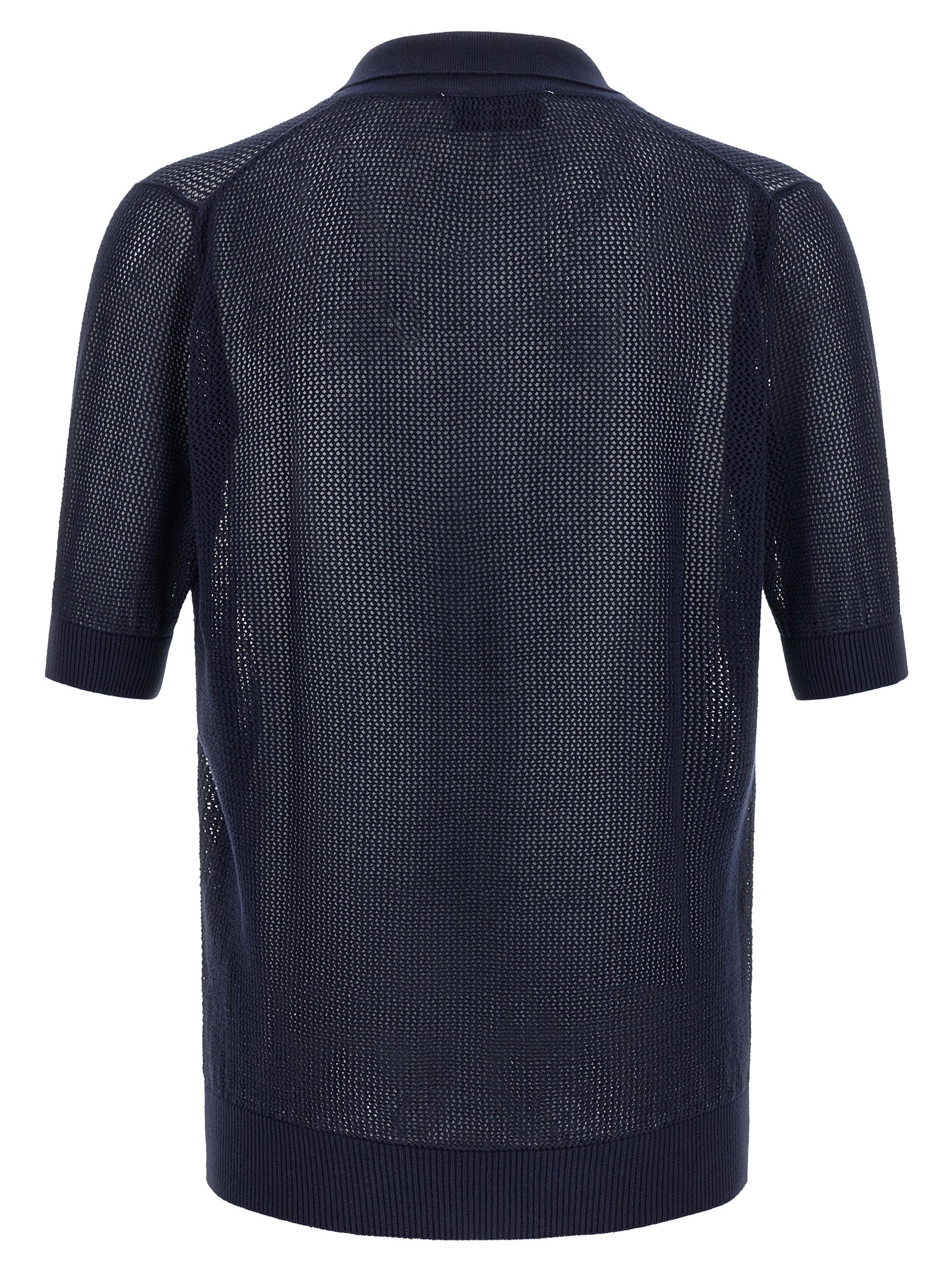 Riviera Project Openwork Cotton Polo Shirt