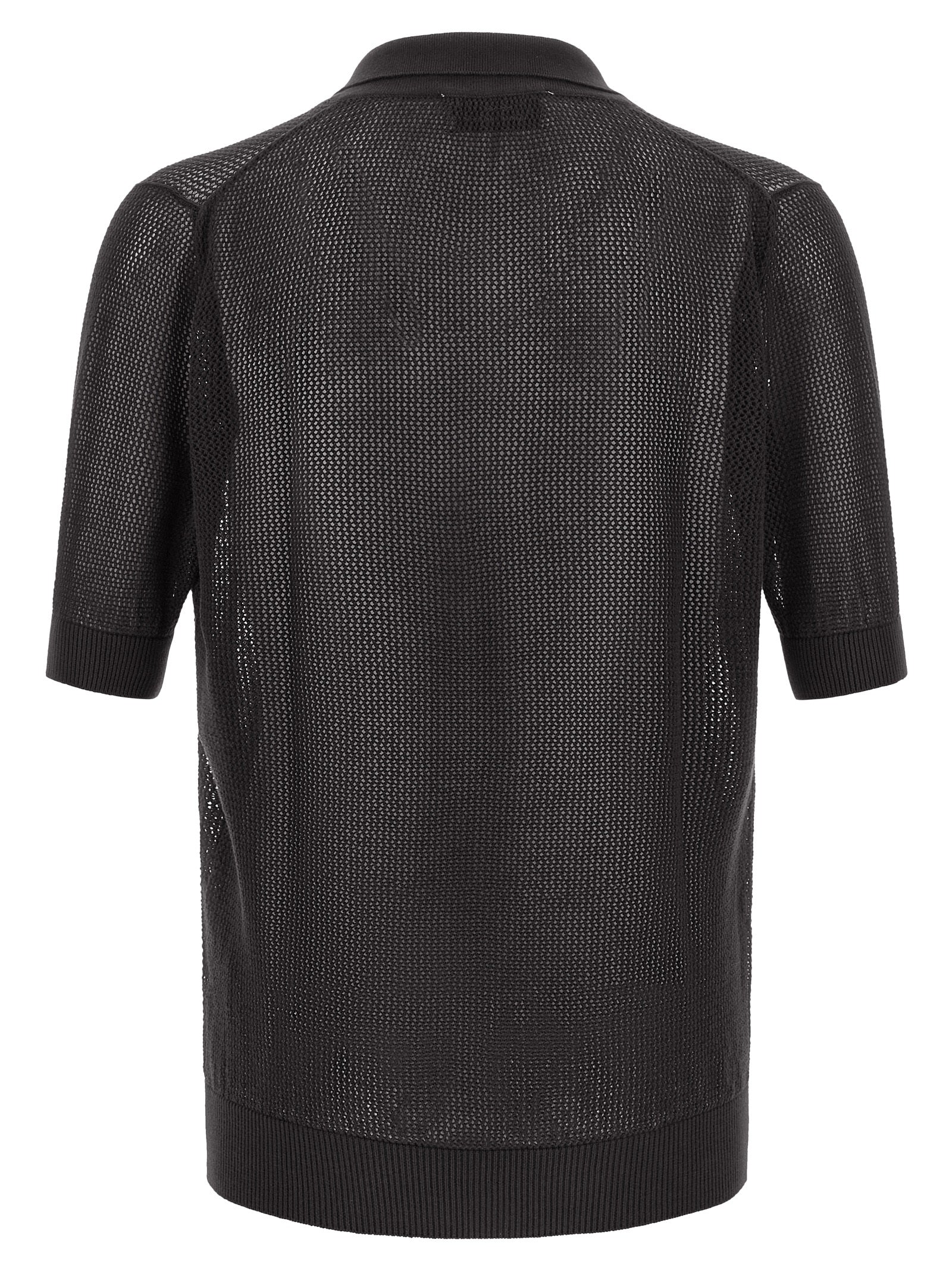 Riviera Project Openwork Cotton Polo Shirt