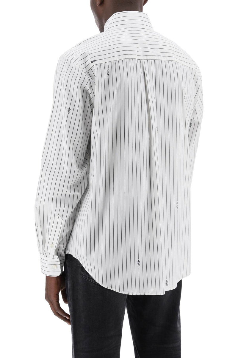 Amiri Striped Shirt With Staggered Logo White