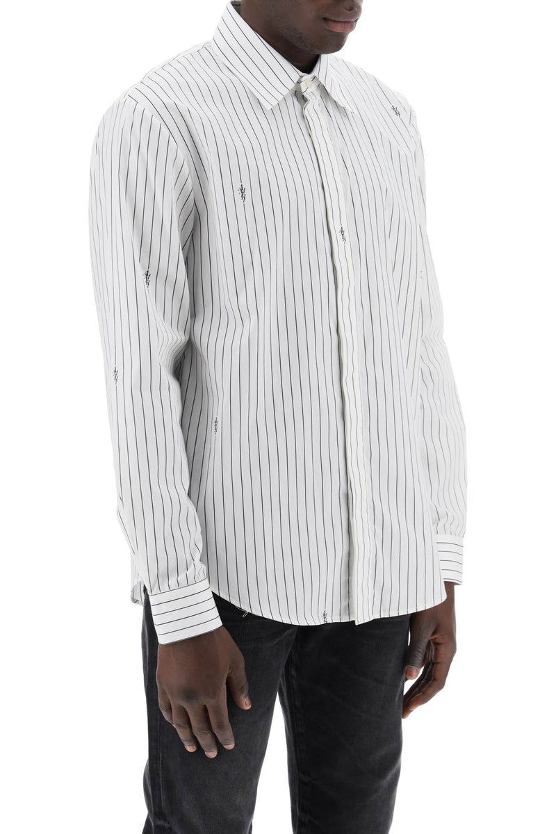 Amiri Striped Shirt With Staggered Logo White