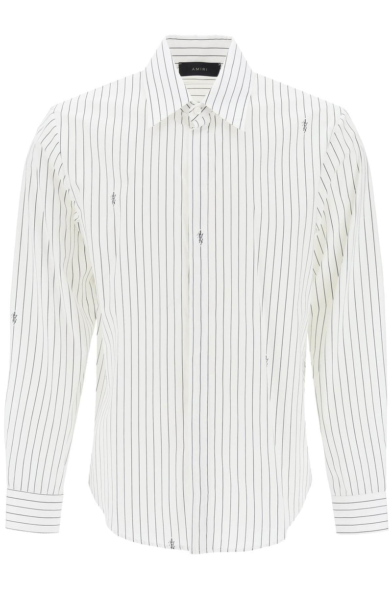 Amiri Striped Shirt With Staggered Logo White