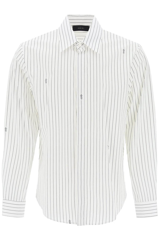 Amiri Striped Shirt With Staggered Logo White