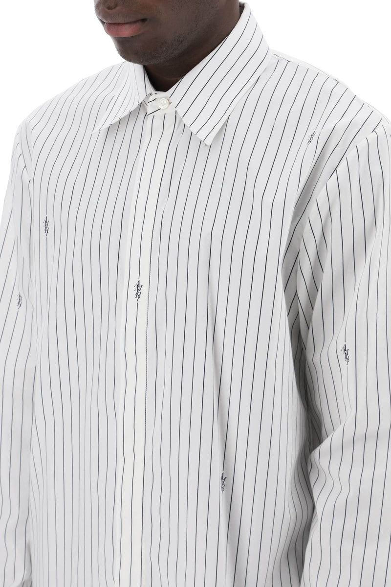 Amiri Striped Shirt With Staggered Logo White