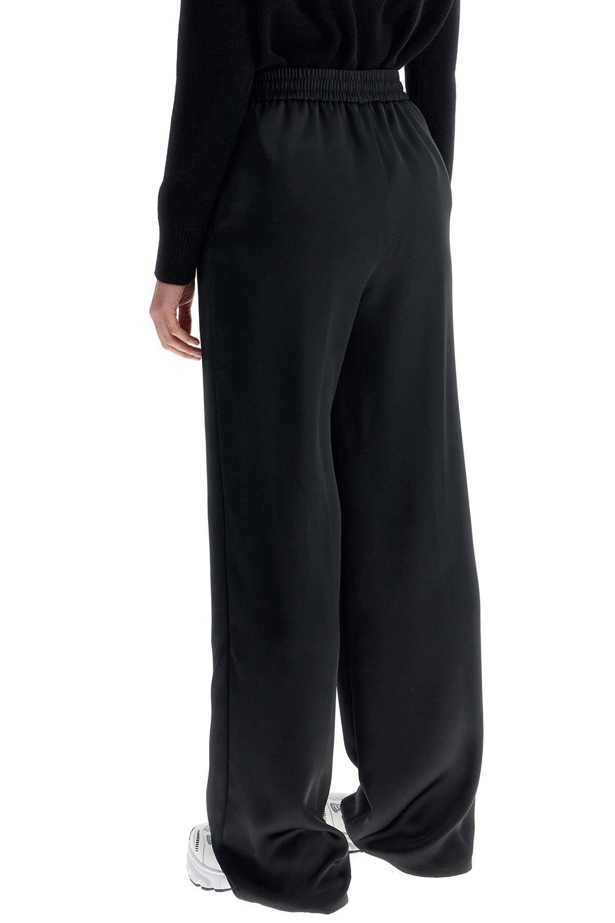 Herno Wide Leg High Waist Black Satin Trousers For Women