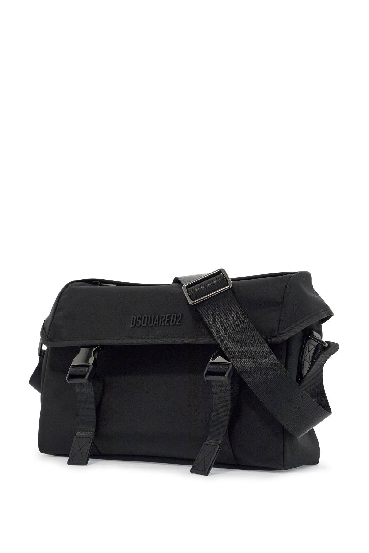 Dsquared2 Black Shoulder Bag In Polyamide With Spacious Compartment