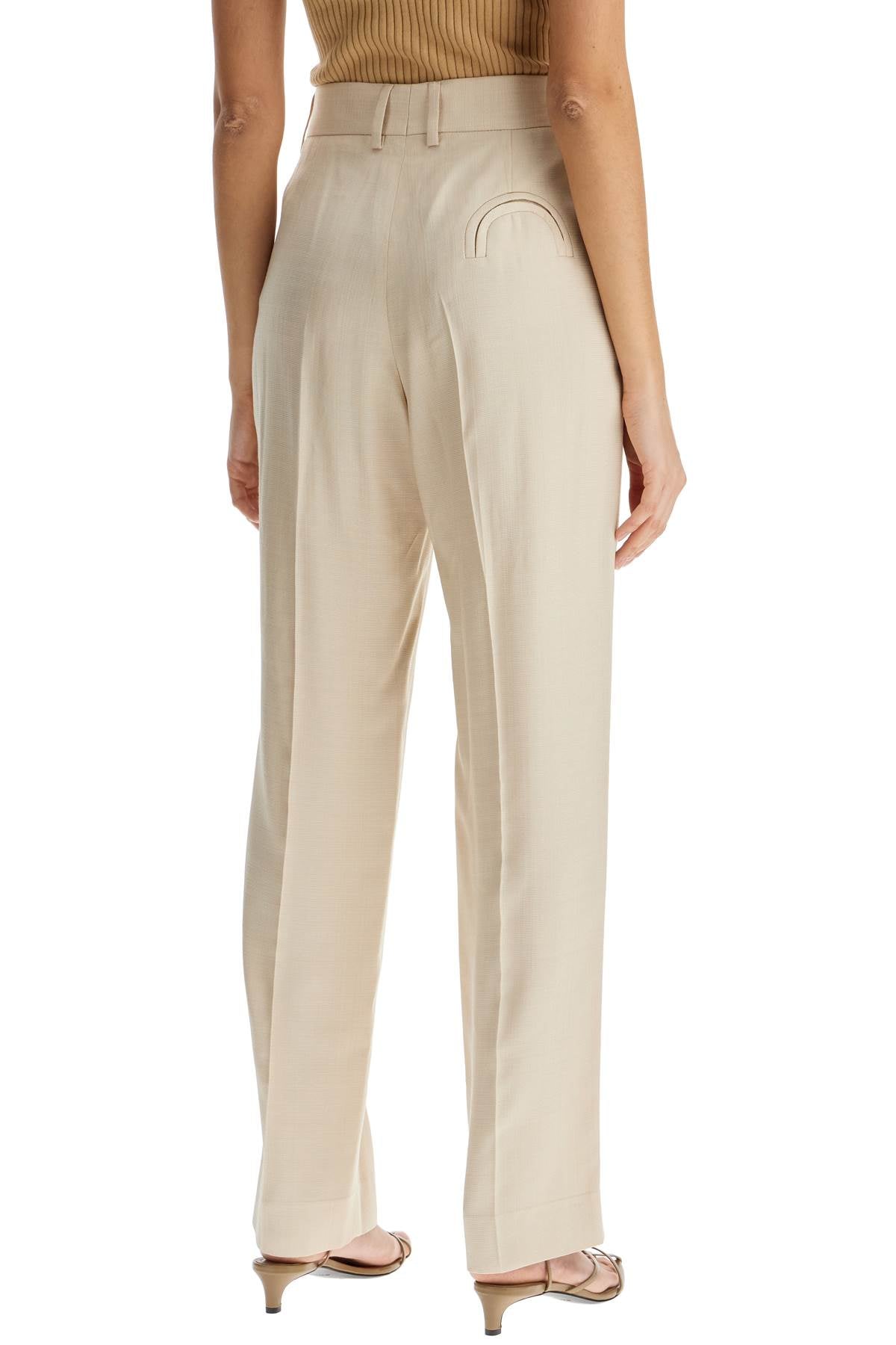 Blaze Milano Ivory Viscose Pants With Embroidered Pocket